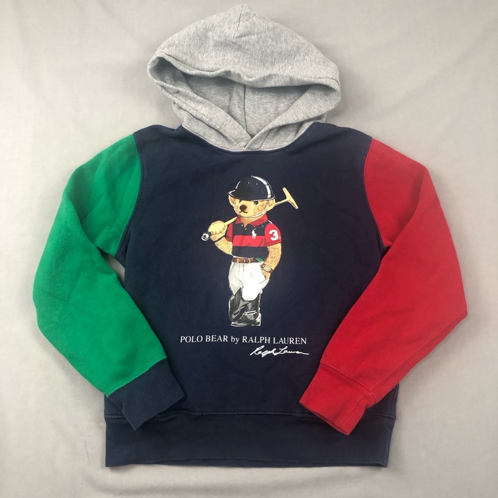 Polo Ralph Lauren Kid’s Color Block Polo Bear Hoodie